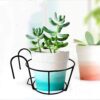 4 Pack Hanging Railing Planters Flower Pot Holders Plant Iron Racks Fence Metal Potted Stand Mounted Balcony Round Plant… - Image 2